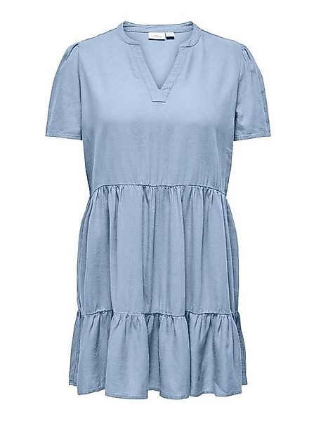 ONLY CARMAKOMA Minikleid CARTIRI-CARO S/S V-NECK LIN DRESS TLR mit Volant i günstig online kaufen