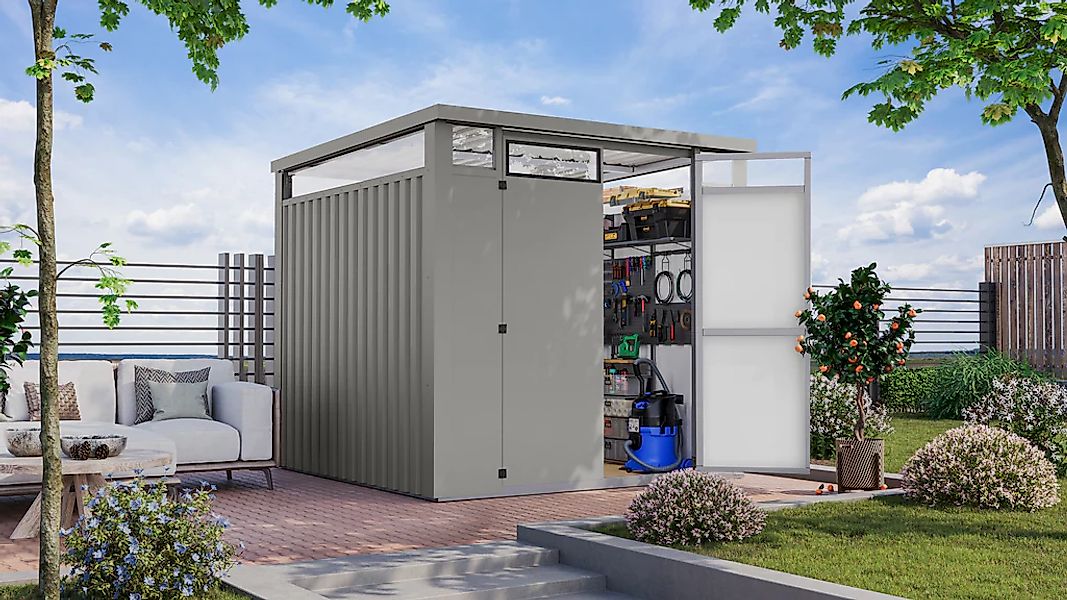 Karibu Gartenhaus ""Østen 2"" pulverbeschichtetes Trapezblech, Rahmen aus v günstig online kaufen