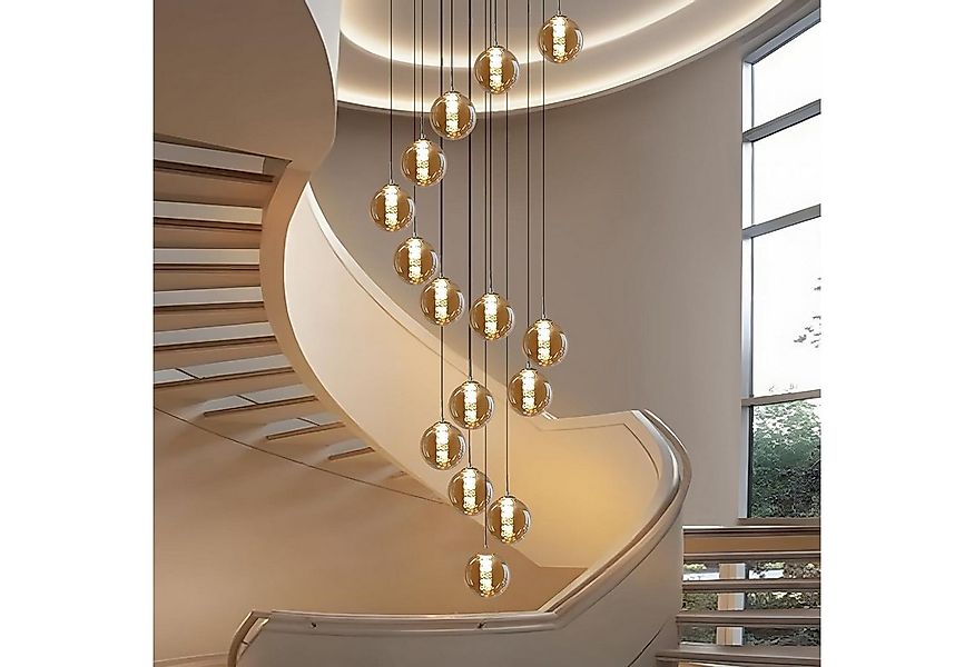 ZMH Pendelleuchte LED Höhenverstellbar Kronleuchter Glas Wohnzimmerlampe, L günstig online kaufen