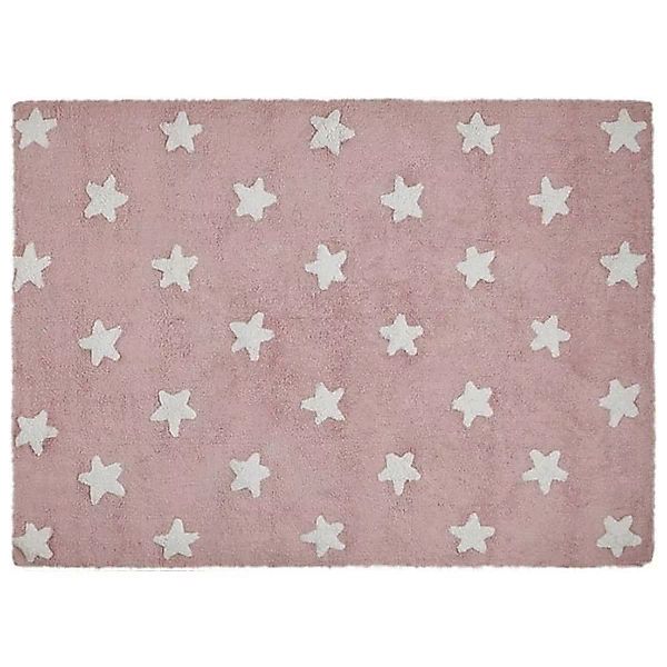 Lorena Canals Waschbarer Teppich Sterne Rosa-Weiß günstig online kaufen