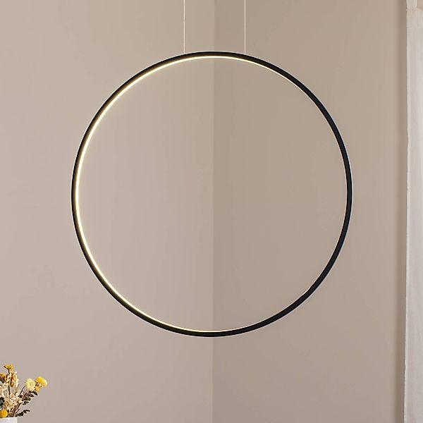 LED-Hängeleuchte Saturno vertikal, schwarz, Ø 80 cm, Metall günstig online kaufen
