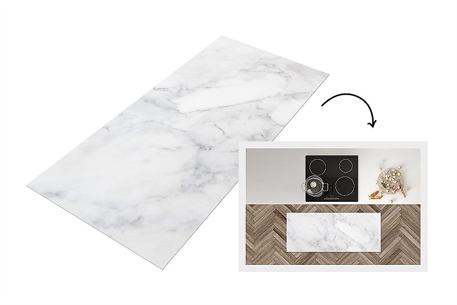 MuchoWow Küchenläufer Marmor - Weiß - Grau - Luxus - Marmoroptik/print - St günstig online kaufen