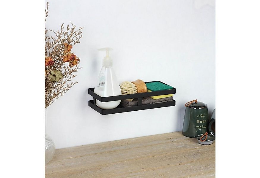 BURI Regal Metall-Wandregale schwarz matt Küchenregal Rollenhalter Küchenre günstig online kaufen