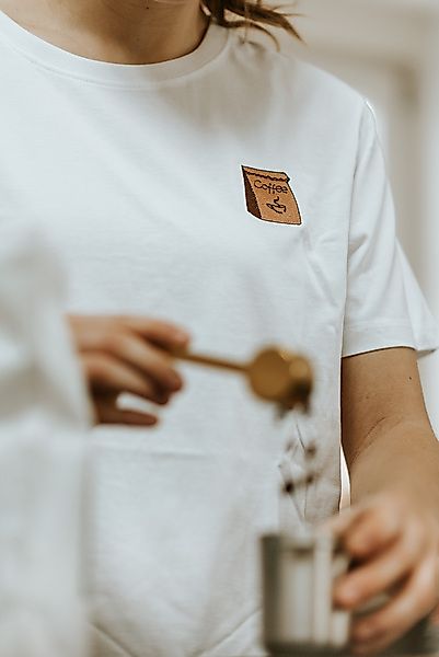 Coffee Bag | Besticktes Organic Bio Baumwoll T-shirt günstig online kaufen