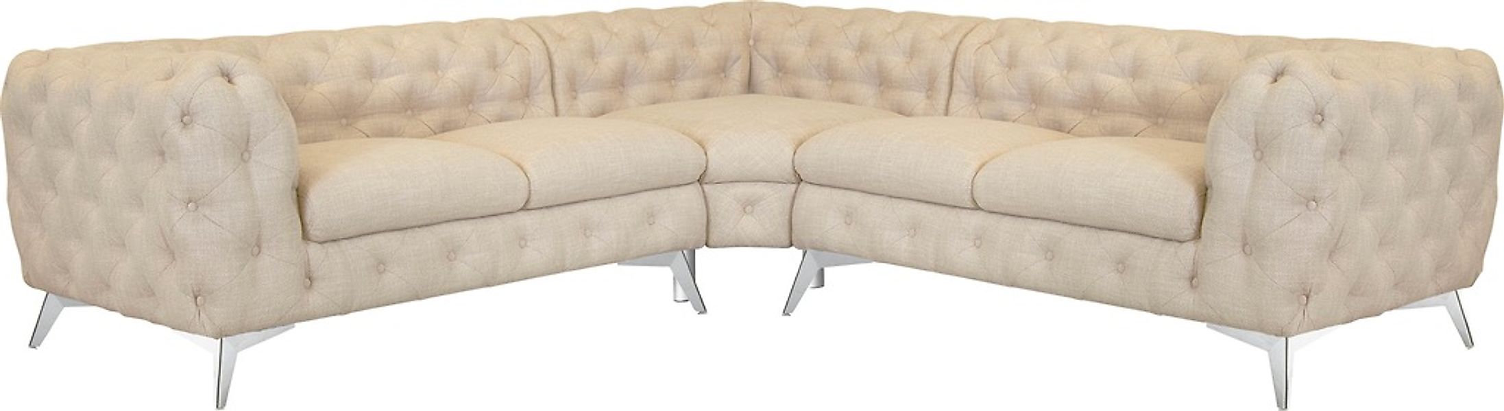 Leonique Chesterfield-Sofa "Ecksofa GLYNIS L-Form mit Wellenunterfederung, günstig online kaufen