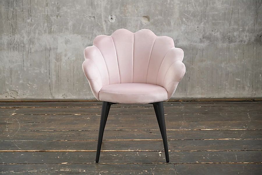 KAWOLA Stuhl CARLA Esszimmerstuhl Velvet rosa Fuß schwarz günstig online kaufen
