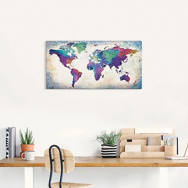 Artland Wandbild "bunte Weltkarte", Land- & Weltkarten, (1 St.), als Alubil günstig online kaufen