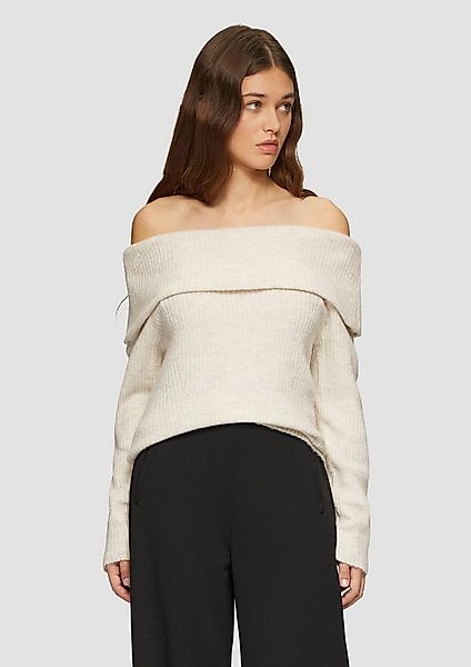 QS Longpullover Strickpullover Rippstrickpullover mit Offshoulder-Ausschnit günstig online kaufen