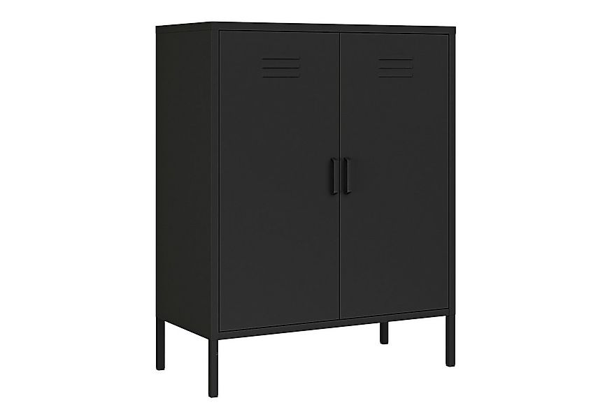 en.casa Aktenschrank »Pyhäranta« mit 2 Türen Metall 102x80x40 cm Schwarz günstig online kaufen