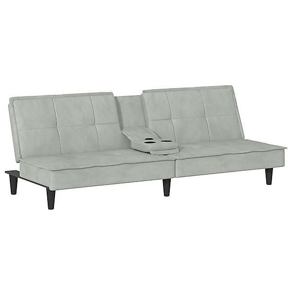 vidaXL Sofa Schlafsofa mit Getränkehaltern Hellgrau Samt Schlafcouch Couch günstig online kaufen