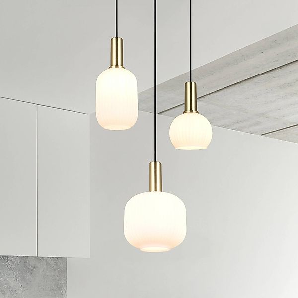 TRIO Leuchten Pendelleuchte DIVA, E27 Hängelampe 3-flammig mit Glasschirm, günstig online kaufen