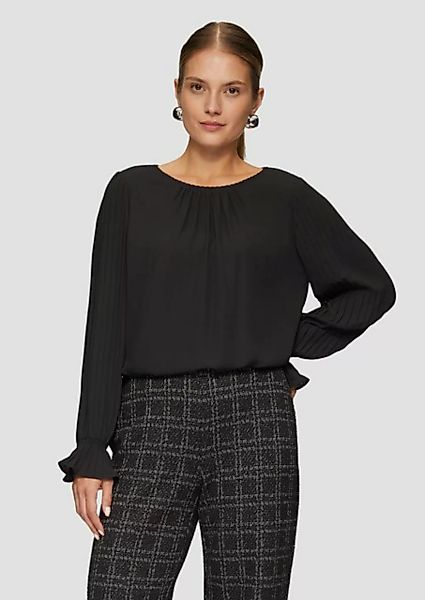 s.Oliver BLACK LABEL Langarmbluse Viskosebluse mit Plisseeärmeln günstig online kaufen