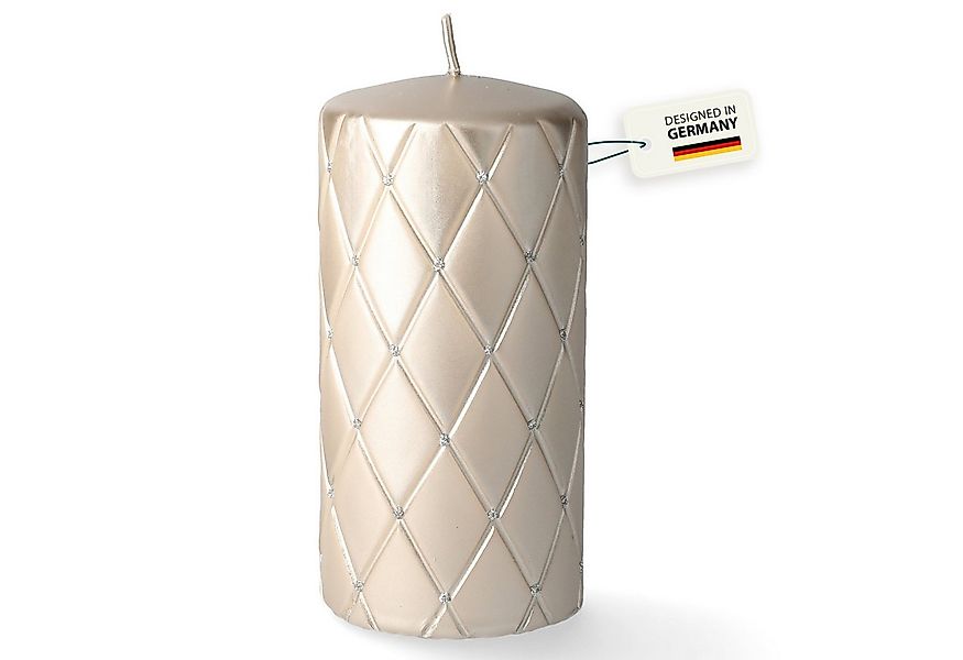 coco+cozy Stumpenkerze Tosca mit Diamant-Optik Ø 7cm x 14cm, 84 h Brenndaue günstig online kaufen
