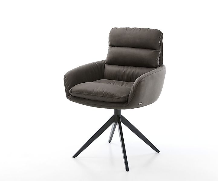 Esszimmerstuhl Abelia-Flex mit Armlehnen Mikrofaser Anthrazit Vintage Kreuz günstig online kaufen