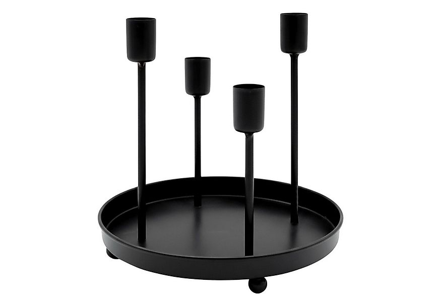 Spetebo Adventsleuchter Metall Kerzenständer schwarz rund für 4 Stabkerzen günstig online kaufen