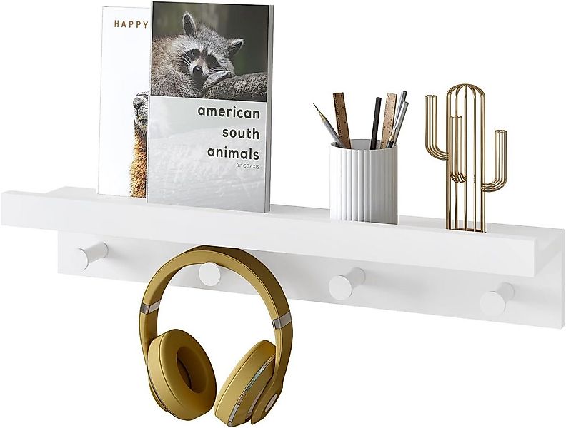 Woltu Wandregal, mit Haken, Schweberegal weiß, Zimmer Wanddeko günstig online kaufen