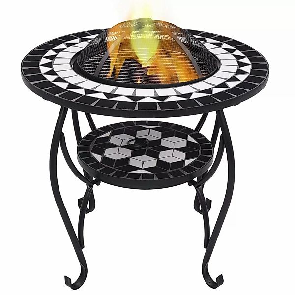 vidaXL Feuerstelle Feuertisch Mosaik Keramik Schwarz günstig online kaufen