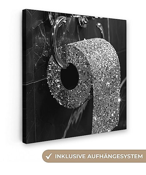 OneMillionCanvasses® Leinwandbild Toilette - Toilettenpapier - Schwarz und günstig online kaufen