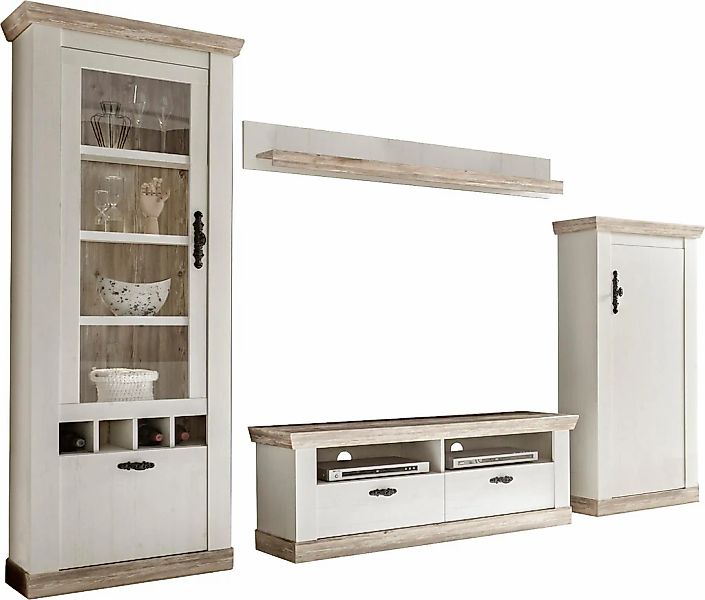 Home affaire Wohnwand "Florenz 2" Set, 4 Stk. tlg. im romatischen Landhausl günstig online kaufen