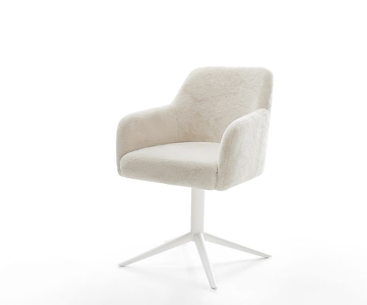 Drehstuhl Greg-Flex Plüsch Creme-Weiß Fußkreuz Weiß 360° drehbar Wippfunkti günstig online kaufen