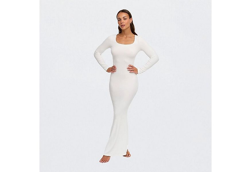 Creamy Fabrics Jerseykleid Ribbed Long Sleeve Maxikleid-Snow White-2XL (1-t günstig online kaufen