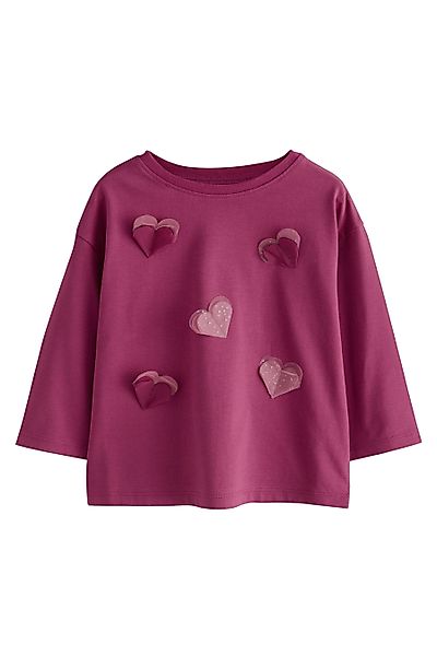 Next Langarmshirt Langärmeliges Mesh-Oberteil mit Herzapplikation günstig online kaufen