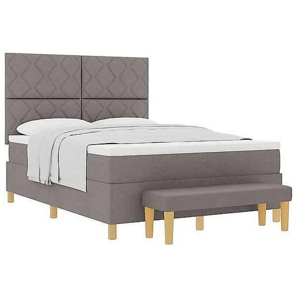 vidaXL Bett Boxspringbett mit Matratze & Bank Taupe 160x200 cm Stoff (2-tlg günstig online kaufen