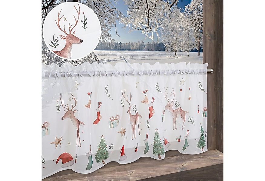 my home Scheibengardine Olwyn (1 St), Stangendurchzug, transparent, weihnac günstig online kaufen