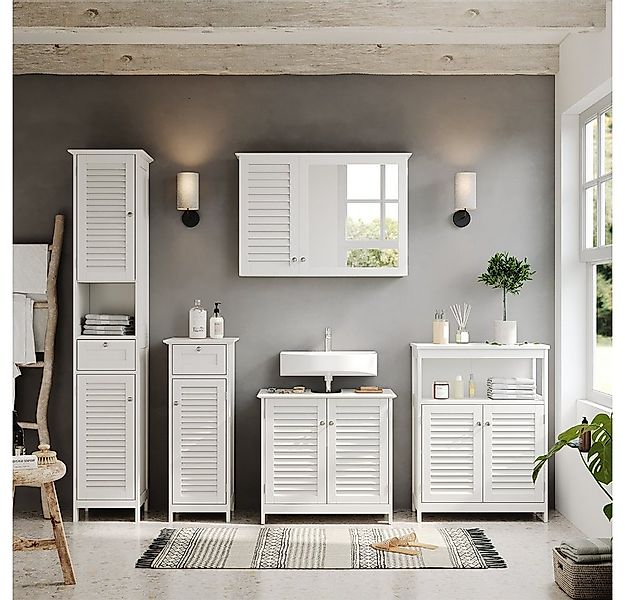 Vicco Badmöbel-Set Riad, Weiß, 5 Teile, Unterschrank mit Zwischenablage, (5 günstig online kaufen