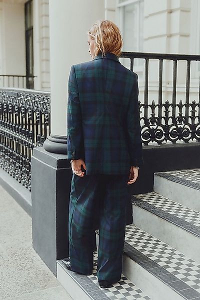 Next Anzughose Tartan-Hose mit weitem Bein, Kurzgröße (1-tlg) günstig online kaufen