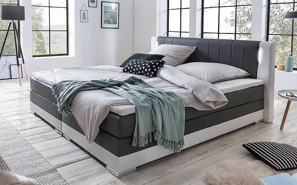 SalesFever Boxspringbett, LED-Beleuchtung im Kopfteil, Lounge Bett inklusiv günstig online kaufen