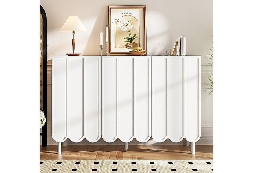 Ulife Sideboard Kommode, Buffetschrank mit Wellentüren – 120x35x80 cm (1 St günstig online kaufen