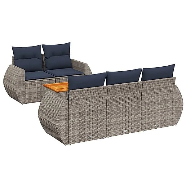 vidaXL 6-Tlg Gartensofa-Set mit Kissen Grau Polyrattan 3224892 günstig online kaufen