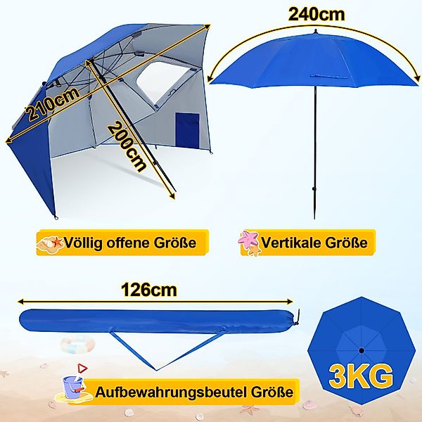 Clanmacy Sonnenschirm Strandschirm Balkonschirm Knickbar Umfunktionieren günstig online kaufen
