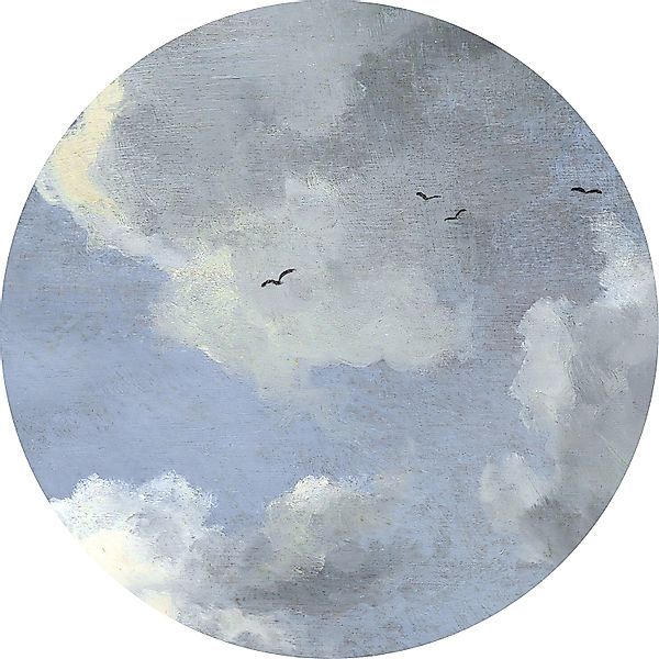 Sanders & Sanders Selbstklebende Runde Tapete Wolken Graublau Ø 125 cm 6117 günstig online kaufen