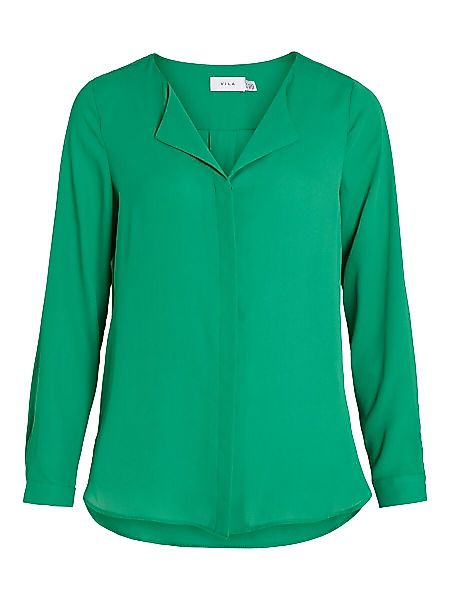 VILA High Low Geteilter Kragen Hemd Damen Grün günstig online kaufen