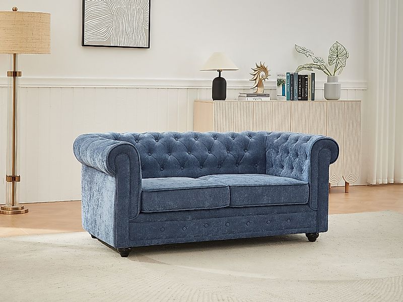 2-Sitzer-Sofa - Stoff - Blau - CHESTERFIELD günstig online kaufen