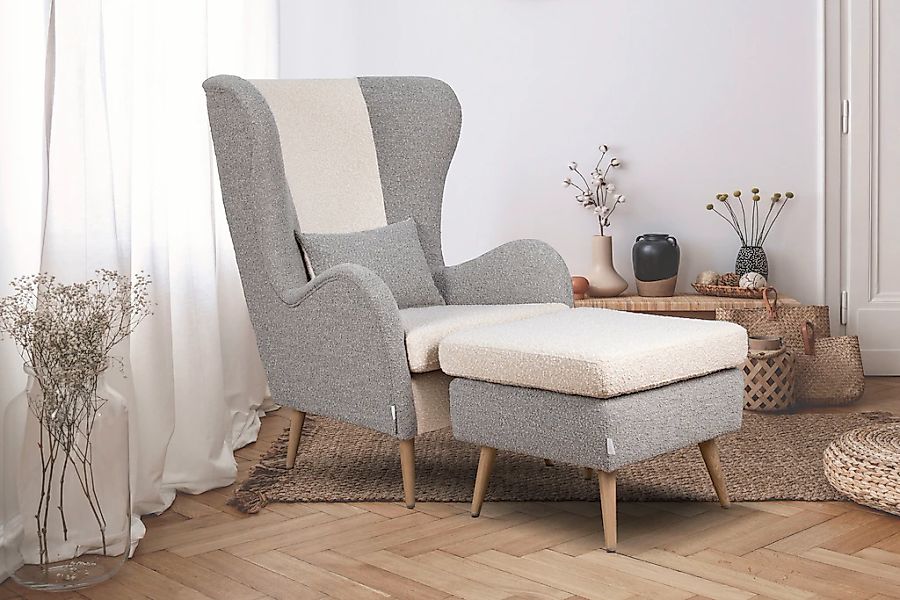 Home affaire Sessel "Salla Bezug Bouclé oder Struktur fein, Ohrensessel", w günstig online kaufen