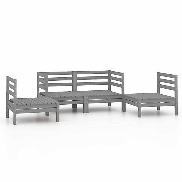 4-tlg. Garten-lounge-set Grau Kiefer Massivholz günstig online kaufen