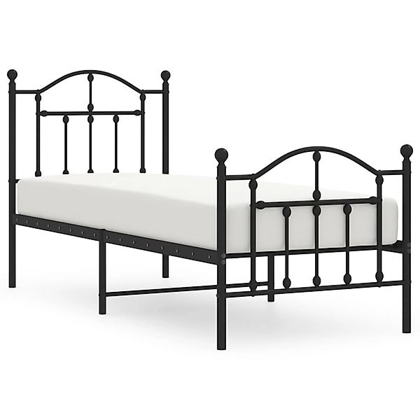 vidaXL Bettgestell mit Kopf- und Fußteil Metall Schwarz 75x190 cm 353447 günstig online kaufen