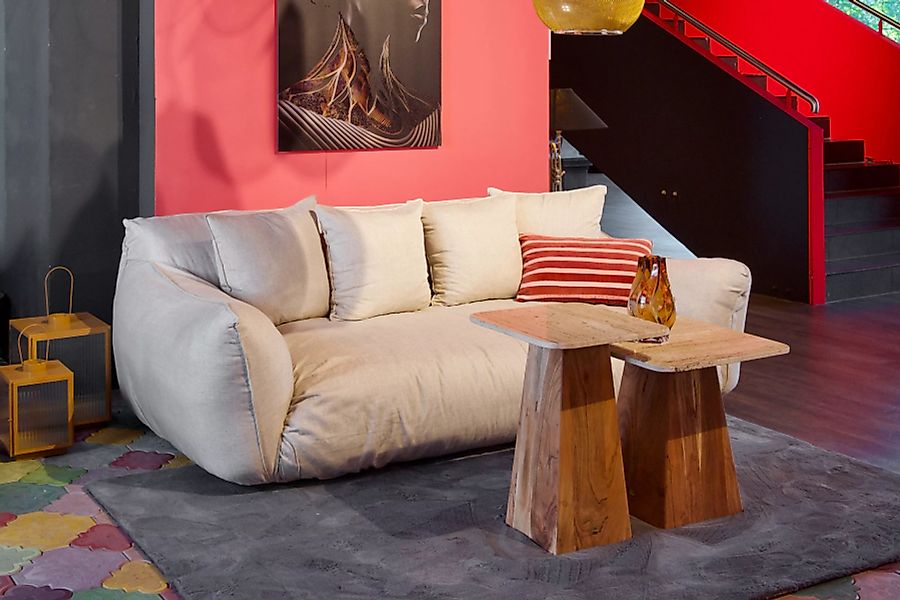 3-Sitzer Sofa Ben in beigem Stoffbezug günstig online kaufen