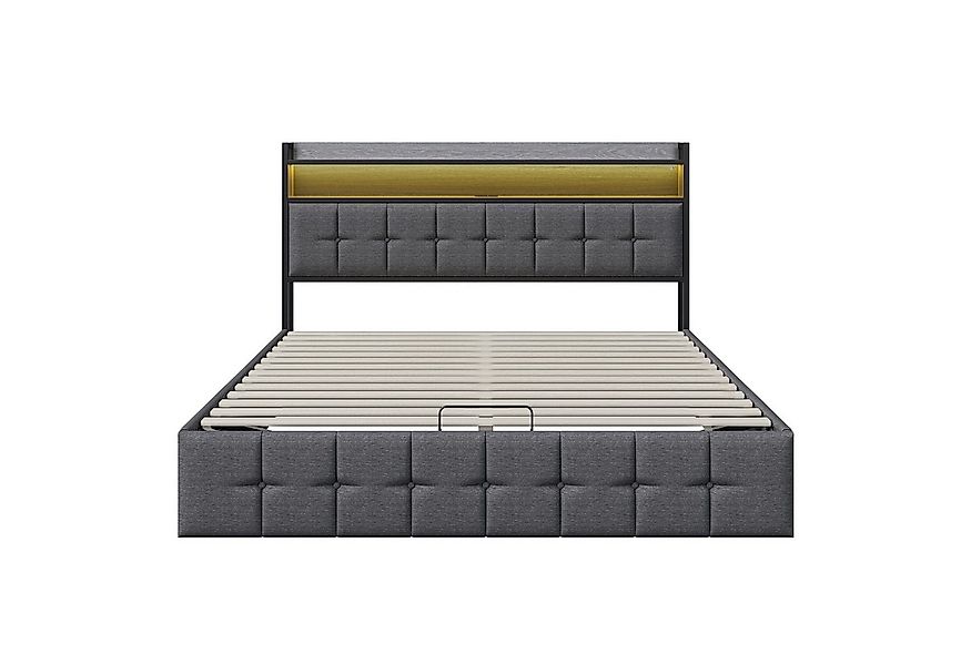 Furnishings Home Polsterbett Stauraumbett Doppelbett LED (Ausgestattet mit günstig online kaufen