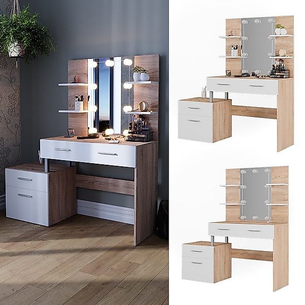 Vicco Schminktisch Maria, Weiß/Sonoma, 132 cm günstig online kaufen