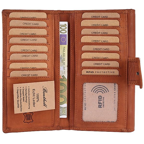 Benthill Geldbörse Damen Echt Leder Portemonnaie XXL RFID Vintage Geldbeute günstig online kaufen