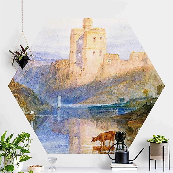 Hexagon Fototapete selbstklebend William Turner - Norham Castle günstig online kaufen