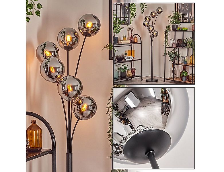 hofstein Stehlampe Stehlampe aus Metall/Glas in Schwarz/Chrom/Rauch mit Fuß günstig online kaufen