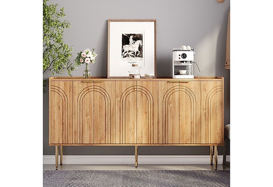 Merax Sideboard mit goldenen Akzenten und Stauraum (1 St., 140x38x75cm), Ko günstig online kaufen