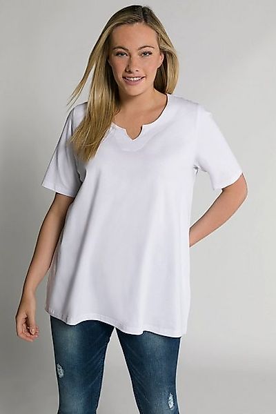 Ulla Popken T-Shirt T-Shirt A-Linie Tunika-Ausschnitt Halbarm günstig online kaufen