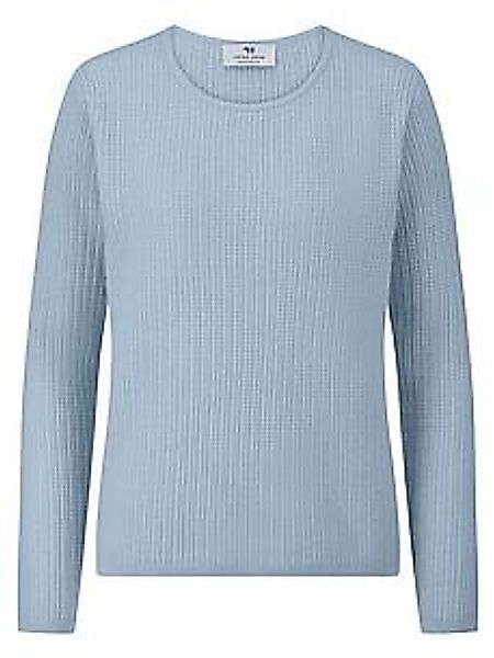 Rundhals-Pullover 1/1-Arm aus 100% Kaschmir Peter Hahn blau günstig online kaufen