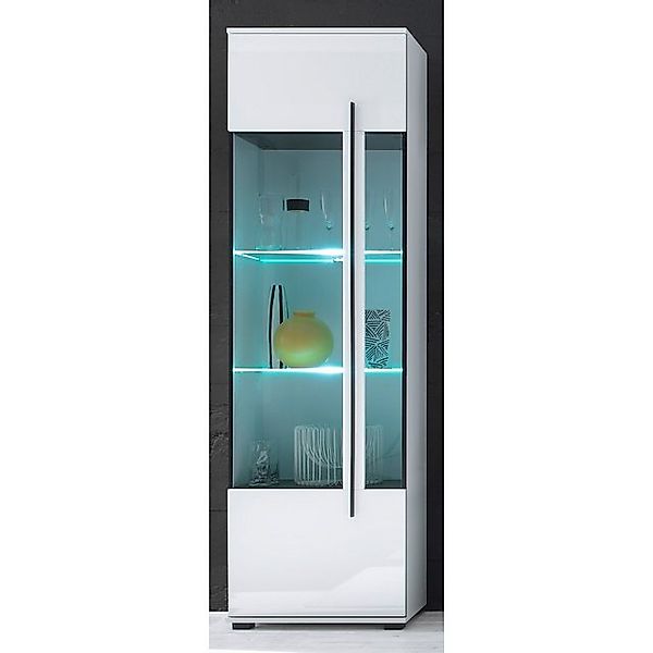 Lomadox Vitrine COLORADO-61 weiß Hochglanz inkl. LED mit Glaseinsatz aus Gr günstig online kaufen